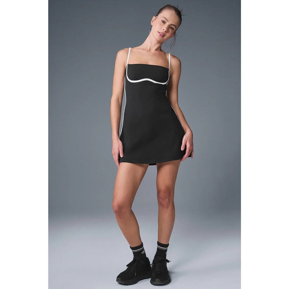 Alo Yoga Airbrush Streamlined Dress Black/White - S - Picture 2 of 4